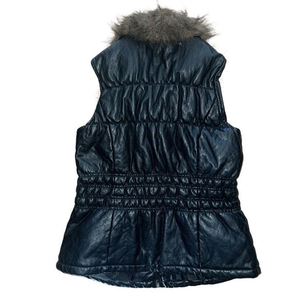 Therapy Faux Leather and Fur Zipper Vest Black Womens Size M - Picture 2 of 4